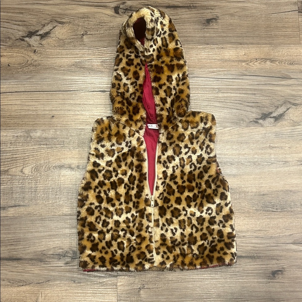 Leopard Print Faux Fur Kids Vest